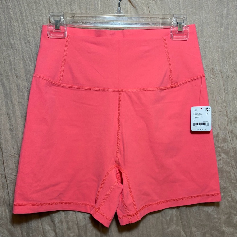 FP Movement Neon Coral High Rise Bike Shorts Size L NWT